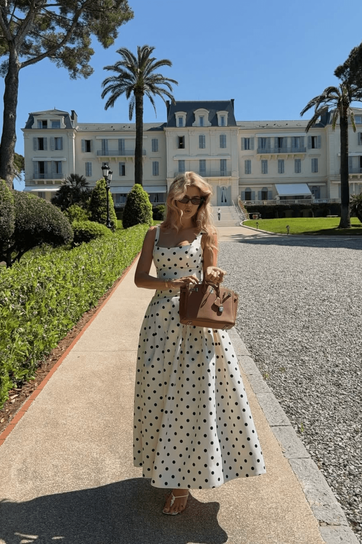 Madeleine Polka Dot Square Neck A-Line Midi Dress