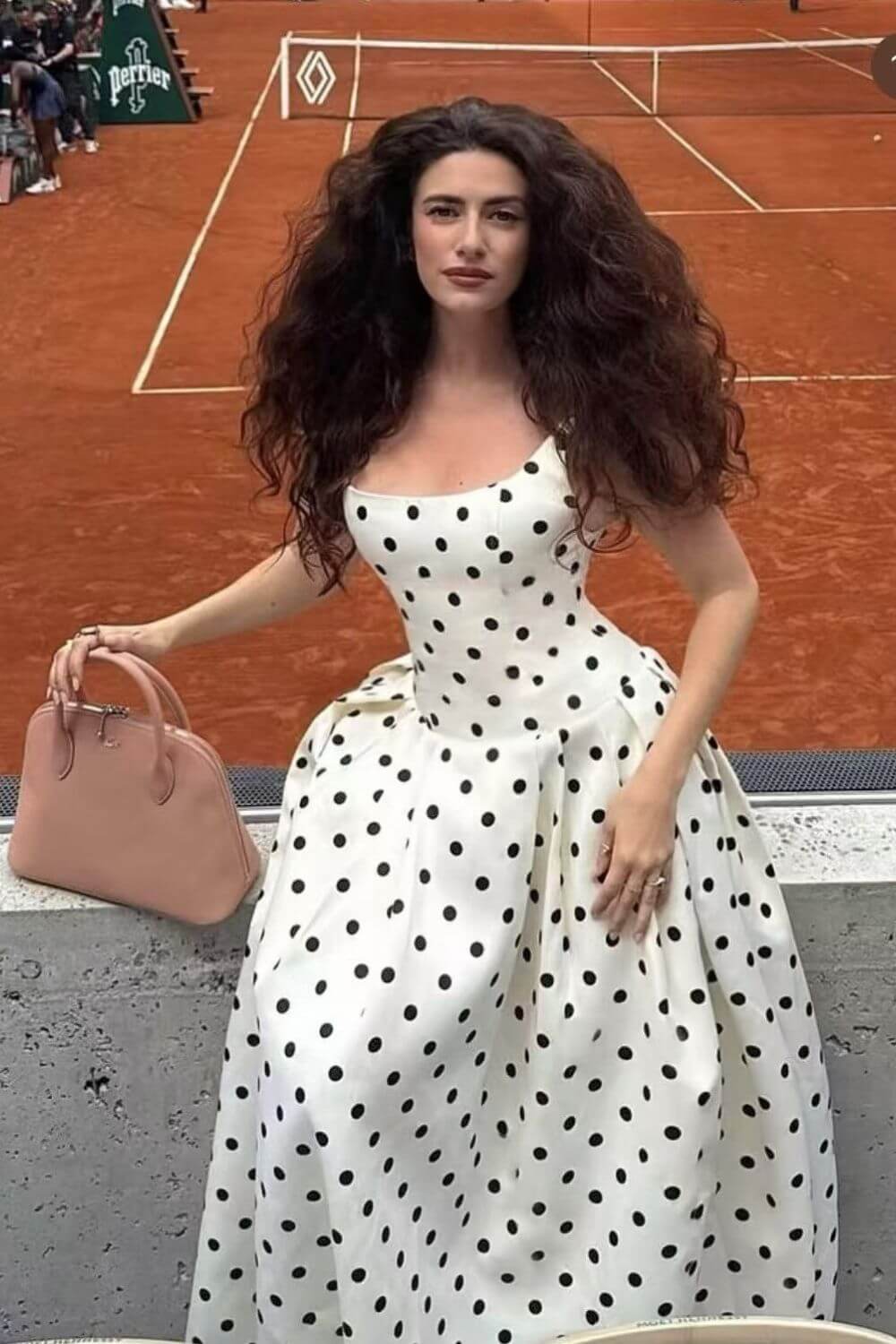Madeleine Polka Dot Square Neck A-Line Midi Dress