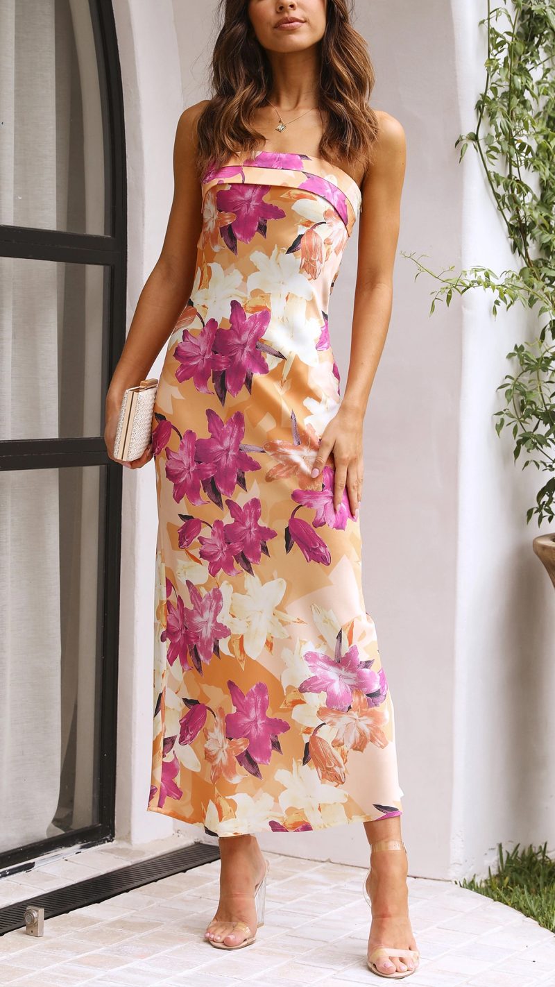 Bohème Floral Strapless Maxi Dress