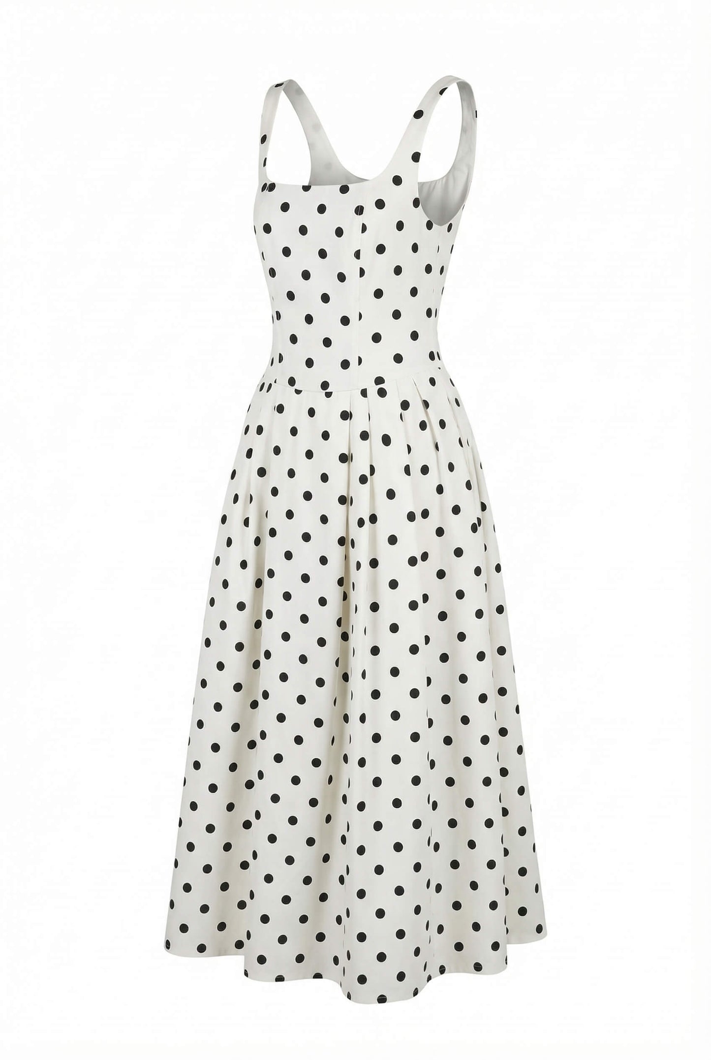Madeleine Polka Dot Square Neck A-Line Midi Dress